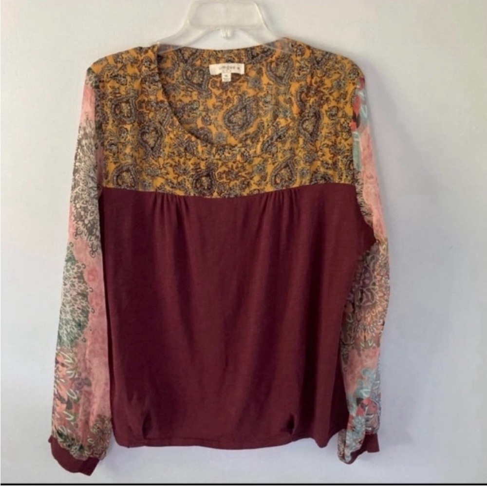 Umgee Plus Sheer Boho Sleeve Top 1X
